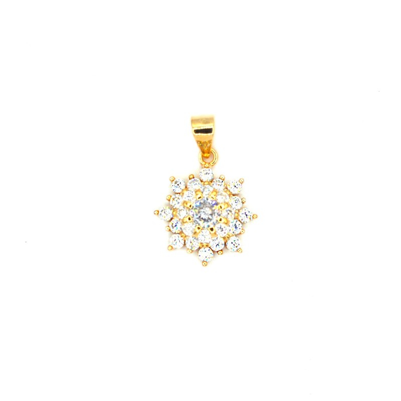 Flower pendant with white zircons and...