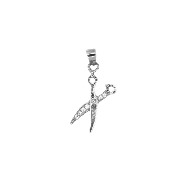 White half-zirconia scissors pendant...