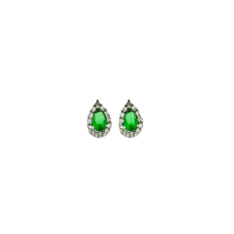 Lobe earrings with central green...