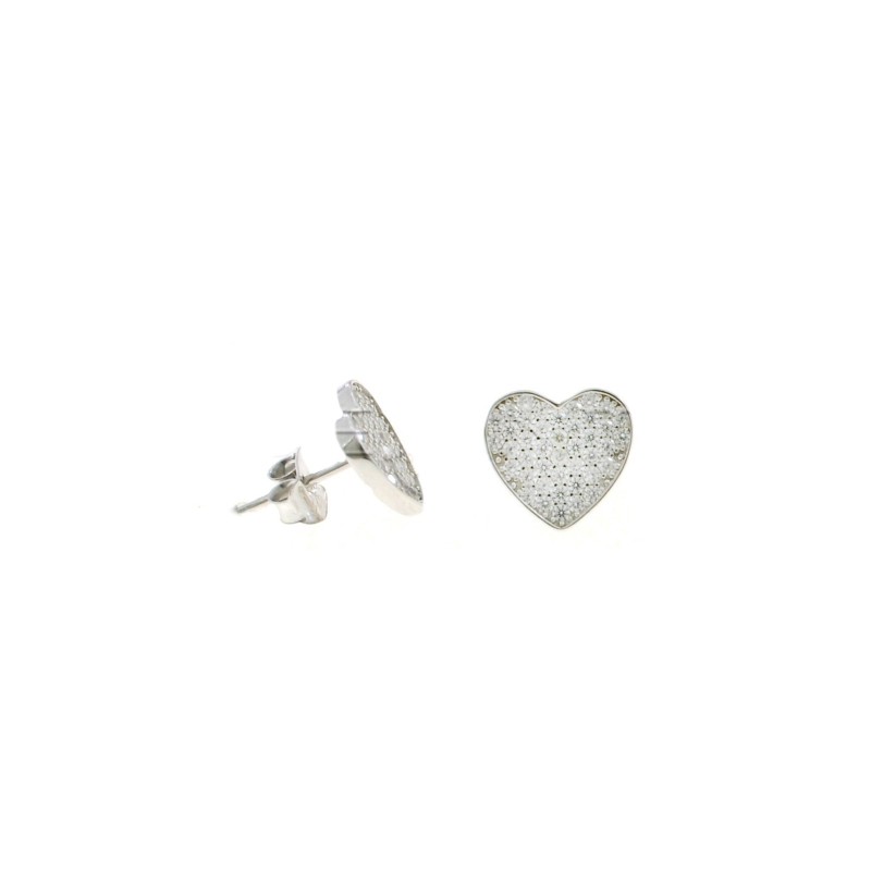 Heart lobe earrings in white gold...