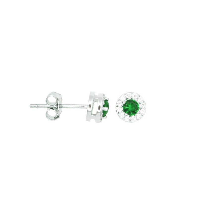 Lobe earrings with central green...