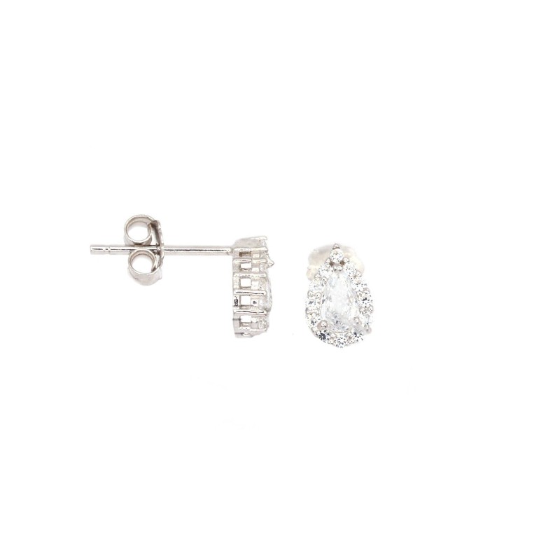 Stud earrings with white teardrop...