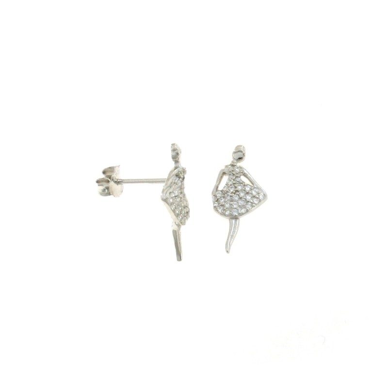 Ballerina lobe earrings with white...