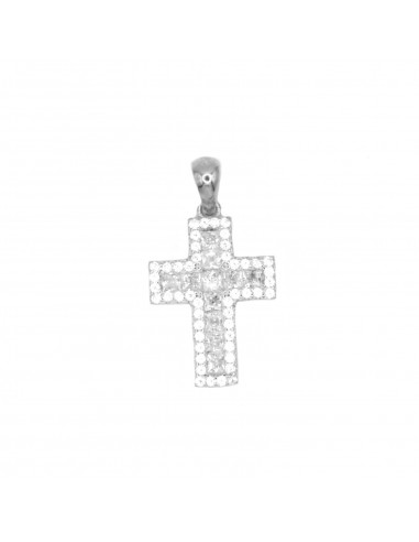 White zirconia cross pendant with...