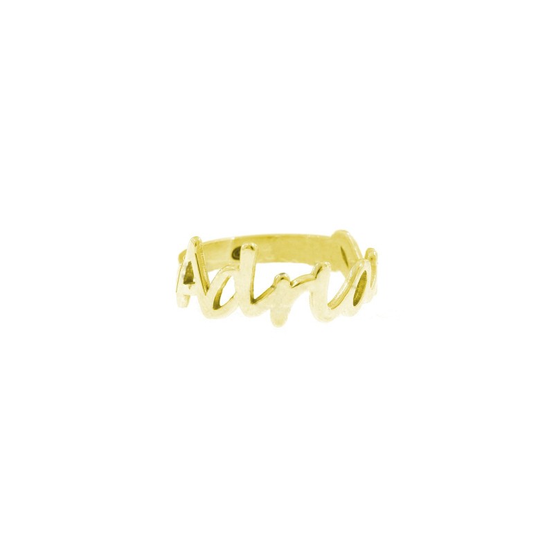 Ring with yellow gold plated name in...