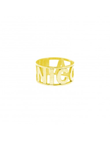 Perforated band ring with yellow gold...