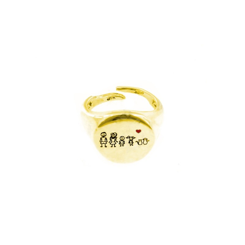 Adjustable pinky family ring with...