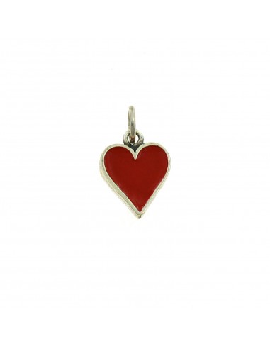 Red enameled hearts seed pendant in...