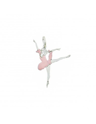 Engraved plate ballerina pendant pink...