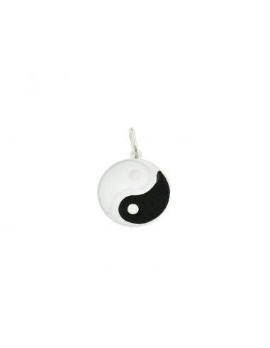 Yin and yang pendant in white and...