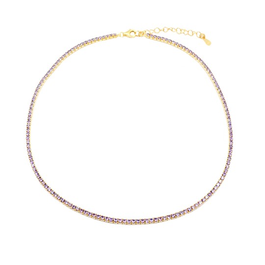 White gold plated tennis necklace of ø 3 mm in 925 silver