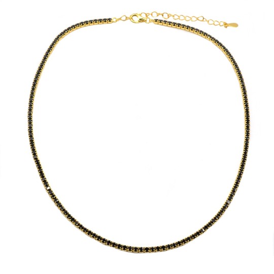 White gold plated tennis necklace of ø 3 mm in 925 silver