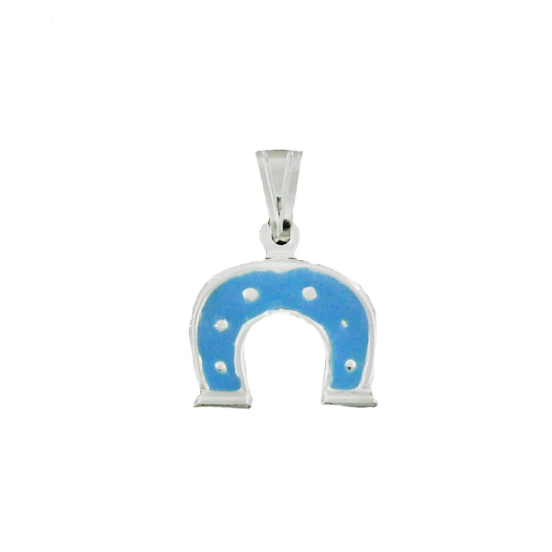 Horseshoe pendant coupled with blue...