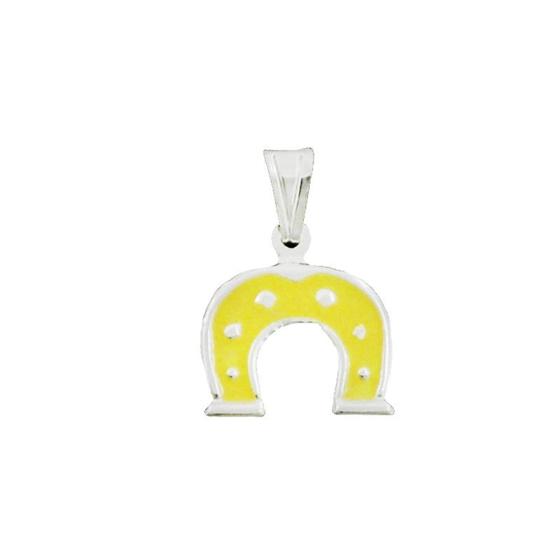 Yellow enamel paired horseshoe...