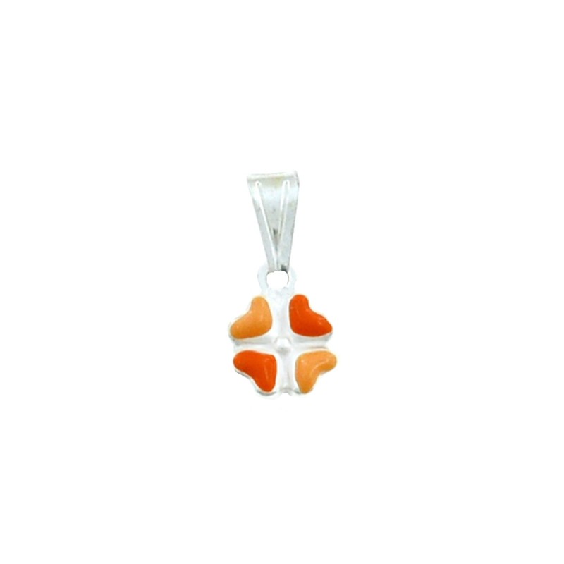 Orange enameled paired four-leaf...