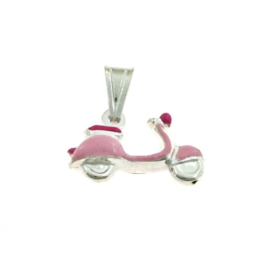 Ciondolo vespa accoppiato smaltato rosa in argento bianco 925