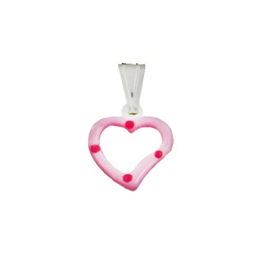 Pink enameled pierced heart...