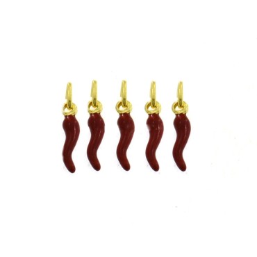 Red enamel horn pendants...