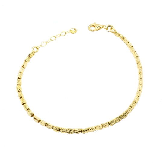 Bracciale a pepite triangolari martellate placcato oro giallo in argento 925