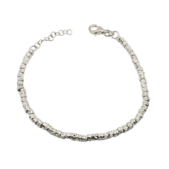 Bracciale a pepite martellate placcato oro bianco in argento 925