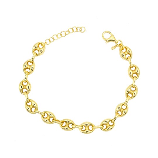 Bracciale maglia marina bombata placcato oro giallo in argento 925