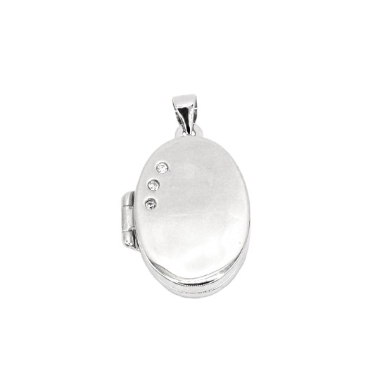 copy of White gold plated heart pendant with 3 zircons in 925 silver