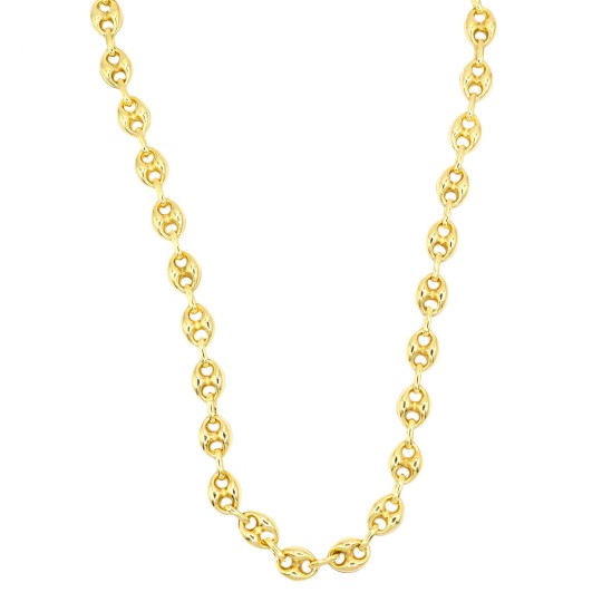 Collana maglia marina bombata da 8.5 mm placcata oro giallo in argento 925