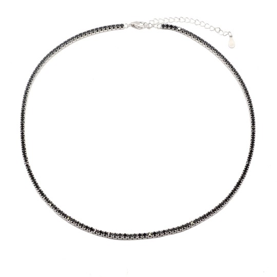 925 silver white gold plated black zirconia tennis necklace ø 2 mm