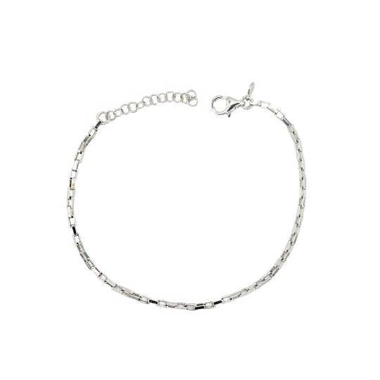 Bracciale maglia biscotto placcato oro bianco in argento 925