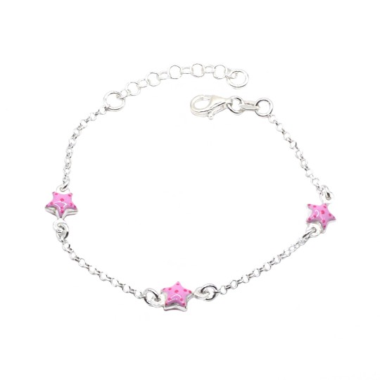 Bracciale maglia rolò con stelle smaltate in argento 925