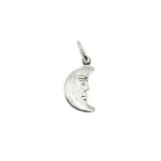 Ciondolo luna small accoppiato e incisa in argento bianco 925