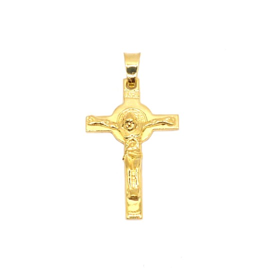 Ciondolo croce con cristo placcato oro giallo in argento 925