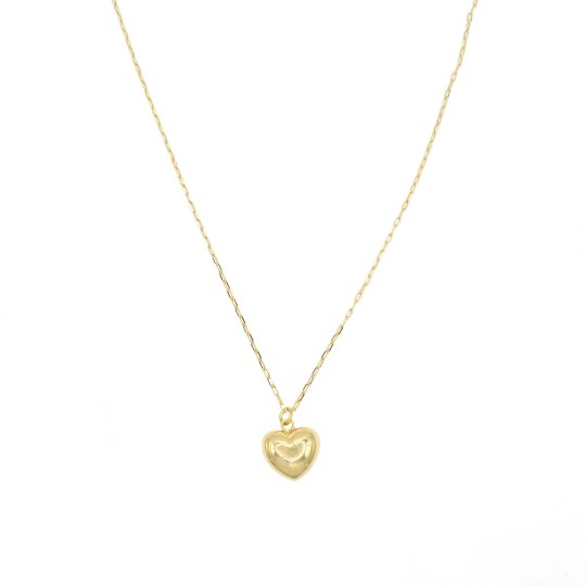 Collana maglia biscotto con ciondolo cuore bombato placcato oro giallo in argento 925